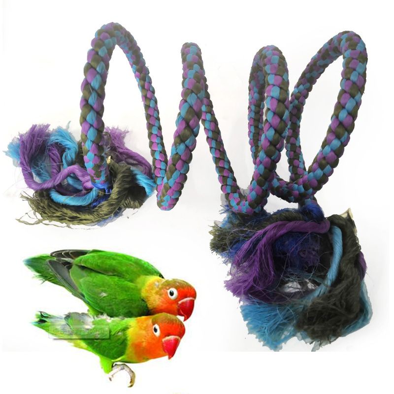 Purple & Blue Spiral Rope Swing Bird Toy