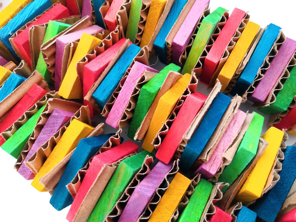 Skewers Chewing Cardboard Wood Blocks Parrot Bird Toys