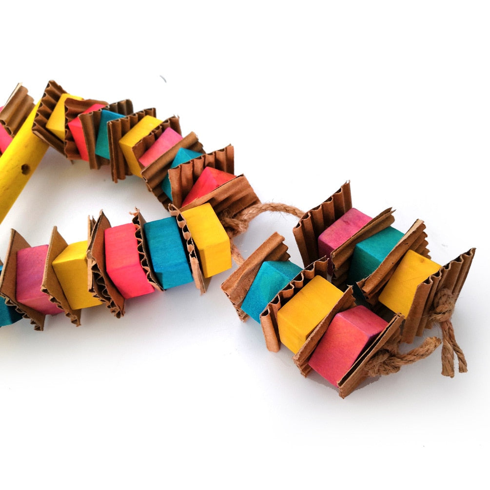 Skewers Chewing Cardboard Wood Blocks Parrot Bird Toys