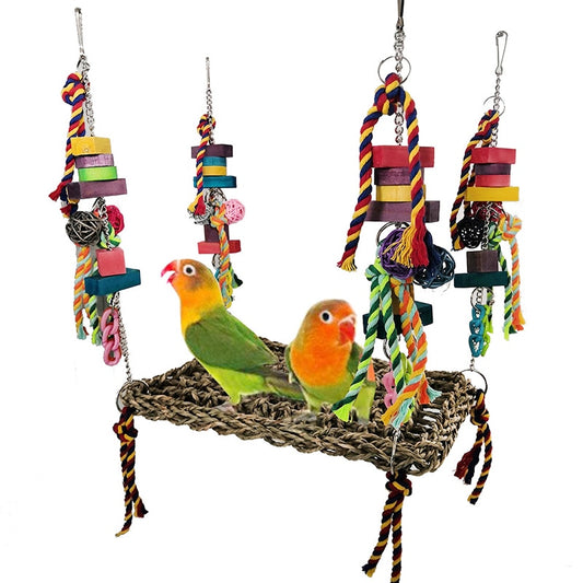 Natural parrot swing hammock bird toys