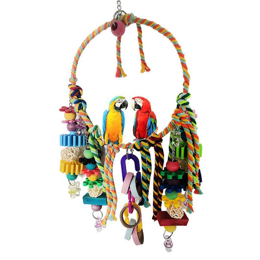 Parrot Hanging Swing Bird Chewing Toy Cotton Ring Rope
