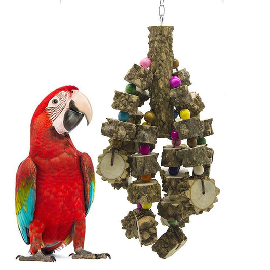Large Natural Wood Bird Toys for African Grey Macaws Cockatoos