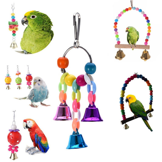 Colorful Beads Bells Swing Bird Toys - GCC Aviary