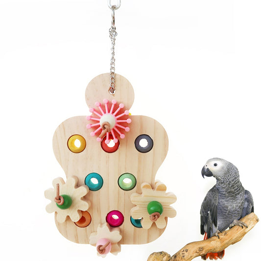 Interactive Colorful Wooden Chewing Bird Toys - GCC Aviary