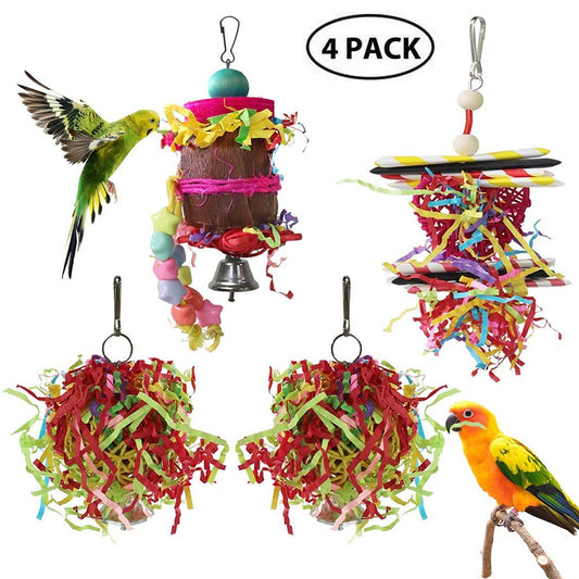 4pcs Chew Shreds Bird Toys - GCC Aviary